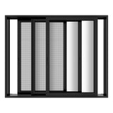 KaMic Vista-Slide 120" x 96" 2-Panel Aluminum Multi-Slide Sliding Doors in Black (w/ Screen) Model #: SD2P3TBK12096-BSO-SW