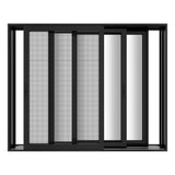 KaMic Vista-Slide 120" x 96" 2-Panel Aluminum Multi-Slide Sliding Doors in Black (w/ Screen) Model #: SD2P3TBK12096-BSO-SW