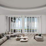 KaMic Vista-Slide 120" x 96" 2-Panel Aluminum Multi-Slide Sliding Doors in White (w/ Screen) Model #: SD2P3TWH12096-BSO-SW