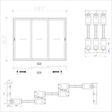 KaMic Vista-Slide 120" x 96" 3-Panel Aluminum Multi-Slide Sliding Doors in Black Model #: SD3P3TBK12096-BSO