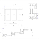 KaMic Vista-Slide 120" x 80" 3-Panel Aluminum Multi-Slide Sliding Doors in White Model #: SD3P3TWH12080-BSO