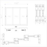 KaMic Vista-Slide 120" x 96" 3-Panel Aluminum Multi-Slide Sliding Doors in White Model #: SD3P3TWH12096-BSO