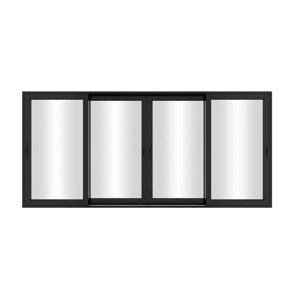 KaMic 120" x 96" 4 Panels Aluminum Sliding Doors in Black Model #: SD4P2TBK12096-DO