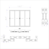 KaMic Vista-Slide 120" x 96" 4-Panel Aluminum Multi-Slide Sliding Doors in Black Model #: SD4P2TBK12096-DO