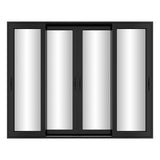 KaMic Vista-Slide 120" x 96" 4-Panel Aluminum Multi-Slide Sliding Doors in Black Model #: SD4P2TBK12096-DO
