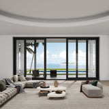KaMic Vista-Slide 144" x 80" 4-Panel Aluminum Multi-Slide Sliding Doors in Black Model #: SD4P2TBK14480-DO