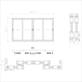 KaMic Vista-Slide 144" x 80" 4-Panel Aluminum Multi-Slide Sliding Doors in Black Model #: SD4P2TBK14480-DO