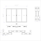 KaMic Vista-Slide 144" x 96" 4-Panel Aluminum Multi-Slide Sliding Doors in Black Model #: SD4P2TBK14496-DO