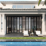 KaMic Vista-Slide 120" x 80" 4-Panel Aluminum Multi-Slide Sliding Doors in Black (w/ Screen) Model #: SD4P3TBK12080-DO-SW