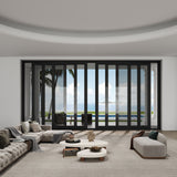 KaMic Vista-Slide 120" x 80" 4-Panel Aluminum Multi-Slide Sliding Doors in Black (w/ Screen) Model #: SD4P3TBK12080-DO-SW