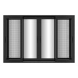 KaMic Vista-Slide 120" x 80" 4-Panel Aluminum Multi-Slide Sliding Doors in Black (w/ Screen) Model #: SD4P3TBK12080-DO-SW