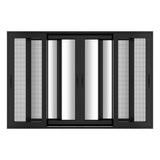 KaMic Vista-Slide 120" x 80" 4-Panel Aluminum Multi-Slide Sliding Doors in Black (w/ Screen) Model #: SD4P3TBK12080-DO-SW