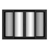 KaMic Vista-Slide 120" x 80" 4-Panel Aluminum Multi-Slide Sliding Doors in Black (w/ Screen) Model #: SD4P3TBK12080-DO-SW
