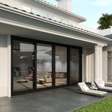 KaMic Vista-Slide 120" x 96" 4-Panel Aluminum Multi-Slide Sliding Doors in Black (w/ Screen) Model #: SD4P3TBK12096-DO-SW