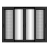 KaMic Vista-Slide 120" x 96" 4-Panel Aluminum Multi-Slide Sliding Doors in Black (w/ Screen) Model #: SD4P3TBK12096-DO-SW