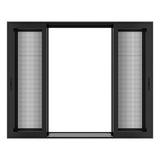 KaMic Vista-Slide 120" x 96" 4-Panel Aluminum Multi-Slide Sliding Doors in Black (w/ Screen) Model #: SD4P3TBK12096-DO-SW