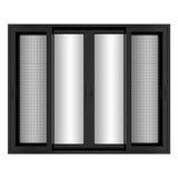 KaMic Vista-Slide 120" x 96" 4-Panel Aluminum Multi-Slide Sliding Doors in Black (w/ Screen) Model #: SD4P3TBK12096-DO-SW