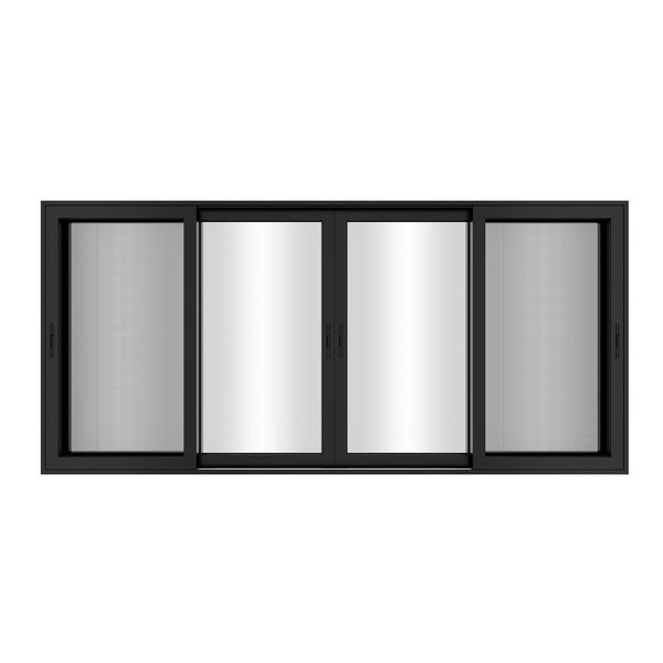 KaMic 144" x 80" 4 Panels Aluminum Sliding Doors in Black Model #: SD4P3TBK14480-DO-SW