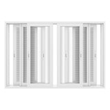 KaMic Vista-Slide 120" x 80" 4-Panel Aluminum Multi-Slide Sliding Doors in White (w/ Screen) Model #: SD4P3TWH12080-DO-SW