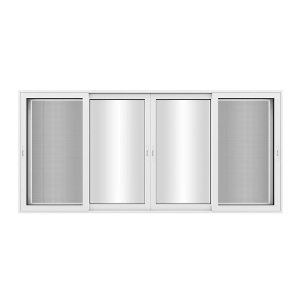 KaMic 144" x 80" 4 Panels Aluminum Sliding Doors in White Model #: SD4P3TWH14480-DO-SW