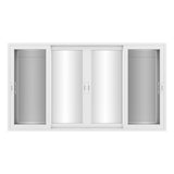 KaMic Vista-Slide 144" x 80" 4-Panel Aluminum Multi-Slide Sliding Doors in White (w/ Screen) Model #: SD4P3TWH14480-DO-SW