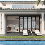 KaMic Vista-Slide 144" x 80" 4-Panel Aluminum Multi-Slide Sliding Doors in Black Model #: SD4P4TBK14480-BSO