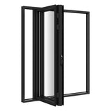 KaMic Elite-Fold Pro 72 in. x 80 in. 2-Panel Aluminum Folding Door in Black, Bi-Directional Folding, Hidden Hinges & Rollers, Outward Opening – Model # SE-FD2PBK7280-DO