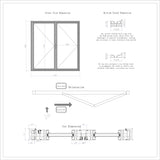 KaMic 72" x 80" 2 Panels Aluminum Folding Door in Black, Folded Out from Left to Right - Model #: SE-FD2PBK7280-LR