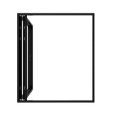 KaMic Elite-Fold 72" x 80" 2-Panel Aluminum Folding Door in Sleek Black with Hidden Hinges & Rollers, Left-to-Right Outward Folding Design - Model # SE-FD2PBK7280-LR