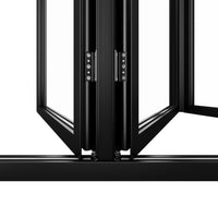 KaMic Elite-Fold 72" x 80" 2-Panel Aluminum Folding Door in Sleek Black with Hidden Hinges & Rollers, Left-to-Right Outward Folding Design - Model # SE-FD2PBK7280-LR