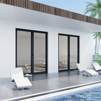 KaMic Elite-Fold 72" x 80" 2-Panel Aluminum Folding Door in Sleek Black with Hidden Hinges & Rollers, Left-to-Right Outward Folding Design - Model # SE-FD2PBK7280-LR