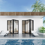 KaMic Elite-Fold 72" x 80" 2-Panel Aluminum Folding Door in Sleek Black with Hidden Hinges & Rollers, Left-to-Right Outward Folding Design - Model # SE-FD2PBK7280-LR
