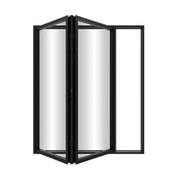 KaMic Elite-Fold 72" x 80" 2-Panel Aluminum Folding Door in Sleek Black with Hidden Hinges & Rollers, Right-to-Left Outward Folding Design - Model # SE-FD2PBK7280-RL