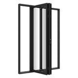 KaMic Elite-Fold Pro 72 in. x 96 in. 2-Panel Aluminum Folding Door in Black, Bi-Directional Folding, Hidden Hinges & Rollers, Outward Opening – Model # SE-FD2PBK7296-DO