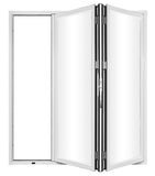 KaMic Elite-Fold 72" x 80" 2-Panel Aluminum Folding Door in Sleek White with Hidden Hinges & Rollers, Left-to-Right Outward Folding Design - Model # SE-FD2PWH7280-LR