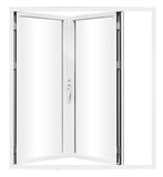 KaMic Elite-Fold 72" x 80" 2-Panel Aluminum Folding Door in Sleek White with Hidden Hinges & Rollers, Left-to-Right Outward Folding Design - Model # SE-FD2PWH7280-LR