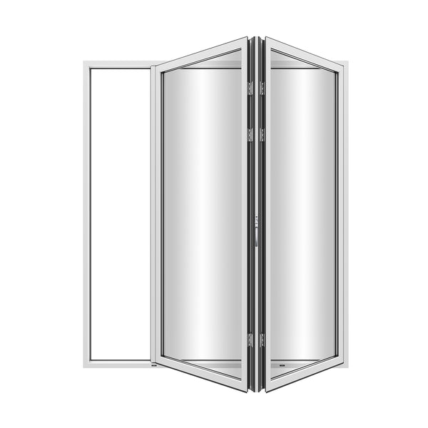 KaMic Elite-Fold 72" x 80" 2-Panel Aluminum Folding Door in Sleek White with Hidden Hinges & Rollers, Left-to-Right Outward Folding Design - Model # SE-FD2PWH7280-LR