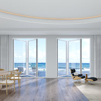 KaMic Elite-Fold 72" x 80" 2-Panel Aluminum Folding Door in Sleek White with Hidden Hinges & Rollers, Left-to-Right Outward Folding Design - Model # SE-FD2PWH7280-LR