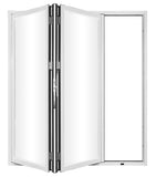 KaMic Elite-Fold 72" x 96" 2-Panel Aluminum Folding Door in Sleek White with Hidden Hinges & Rollers, Right-to-Left Outward Folding Design - Model # SE-FD2PWH7296-RL