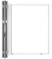 KaMic Elite-Fold 72" x 96" 2-Panel Aluminum Folding Door in Sleek White with Hidden Hinges & Rollers, Right-to-Left Outward Folding Design - Model # SE-FD2PWH7296-RL