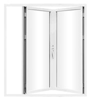 KaMic Elite-Fold 72" x 96" 2-Panel Aluminum Folding Door in Sleek White with Hidden Hinges & Rollers, Right-to-Left Outward Folding Design - Model # SE-FD2PWH7296-RL