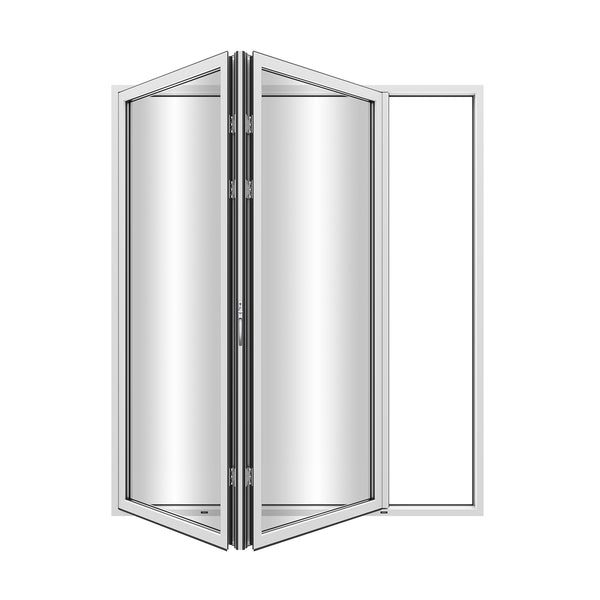 KaMic Elite-Fold 72" x 96" 2-Panel Aluminum Folding Door in Sleek White with Hidden Hinges & Rollers, Right-to-Left Outward Folding Design - Model # SE-FD2PWH7296-RL