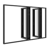 KaMic Elite-Fold Pro 120 in. x 80 in. 2-Panel Aluminum Folding Door in Black, Bi-Directional Folding, Hidden Hinges & Rollers, Outward Opening – Model # SE-FD2+2PBK12080-DO