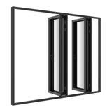 KaMic Elite-Fold Pro 120 in. x 96 in. 2-Panel Aluminum Folding Door in Black, Bi-Directional Folding, Hidden Hinges & Rollers, Outward Opening – Model # SE-FD2+2PBK12096-DO