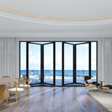 KaMic Elite-Fold Pro 120 in. x 96 in. 2-Panel Aluminum Folding Door in Black, Bi-Directional Folding, Hidden Hinges & Rollers, Outward Opening – Model # SE-FD2+2PBK12096-DO