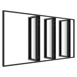 KaMic Elite-Fold Pro 192 in. x 96 in. 2-Panel Aluminum Folding Door in Black, Bi-Directional Folding, Hidden Hinges & Rollers, Outward Opening – Model # SE-FD2+2+2PBK19296-DO