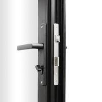 KaMic Elite-Fold 108" x 80" 3-Panel Aluminum Folding Door in Sleek Black with Hidden Hinges & Rollers, Left-to-Right Outward Folding Design - Model # SE-FD3PBK10880-LR