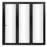 KaMic Elite-Fold 108" x 80" 3-Panel Aluminum Folding Door in Sleek Black with Hidden Hinges & Rollers, Left-to-Right Outward Folding Design - Model # SE-FD3PBK10880-LR