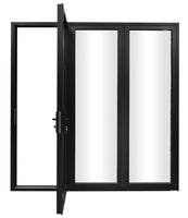 KaMic Elite-Fold 108" x 80" 3-Panel Aluminum Folding Door in Sleek Black with Hidden Hinges & Rollers, Left-to-Right Outward Folding Design - Model # SE-FD3PBK10880-LR