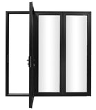 KaMic Elite-Fold 108" x 80" 3-Panel Aluminum Folding Door in Sleek Black with Hidden Hinges & Rollers, Left-to-Right Outward Folding Design - Model # SE-FD3PBK10880-LR